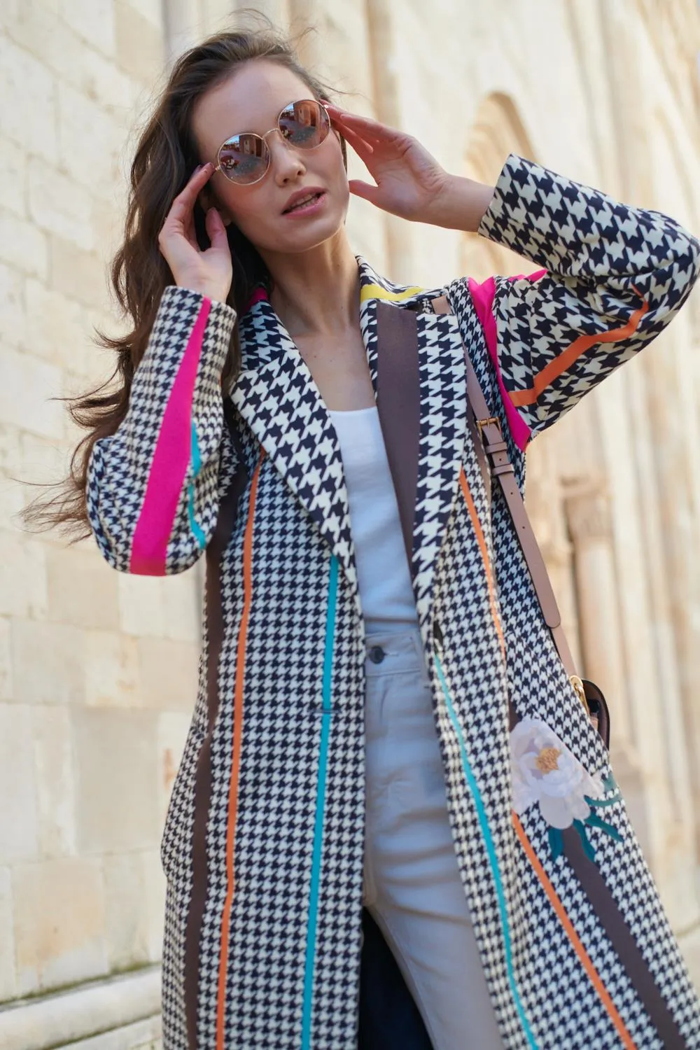 Hypnotic Soul Patchwork coat with a classic cut