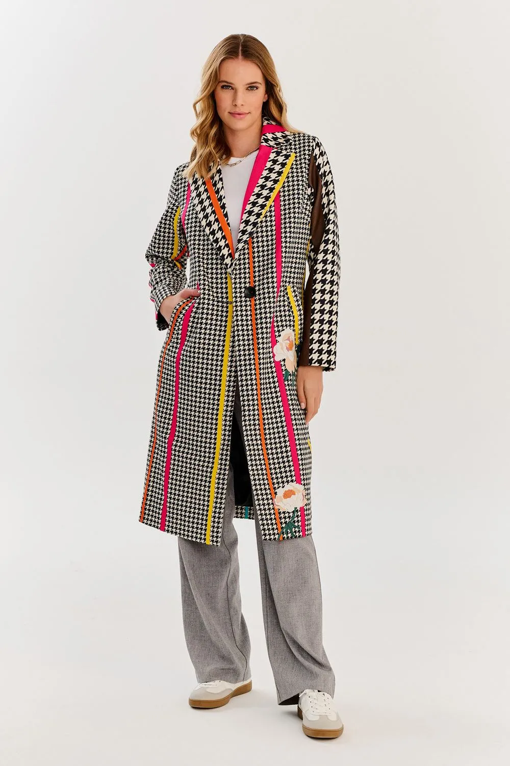 Hypnotic Soul Patchwork coat with a classic cut