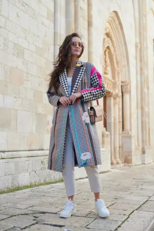 Hypnotic Soul Patchwork coat with a classic cut