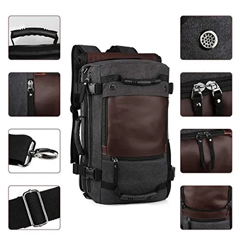 Ibagbar Canvas Backpack Travel Bag Hiking Bag Rucksack Duffel Bag Laptop Backpack Computer Bag