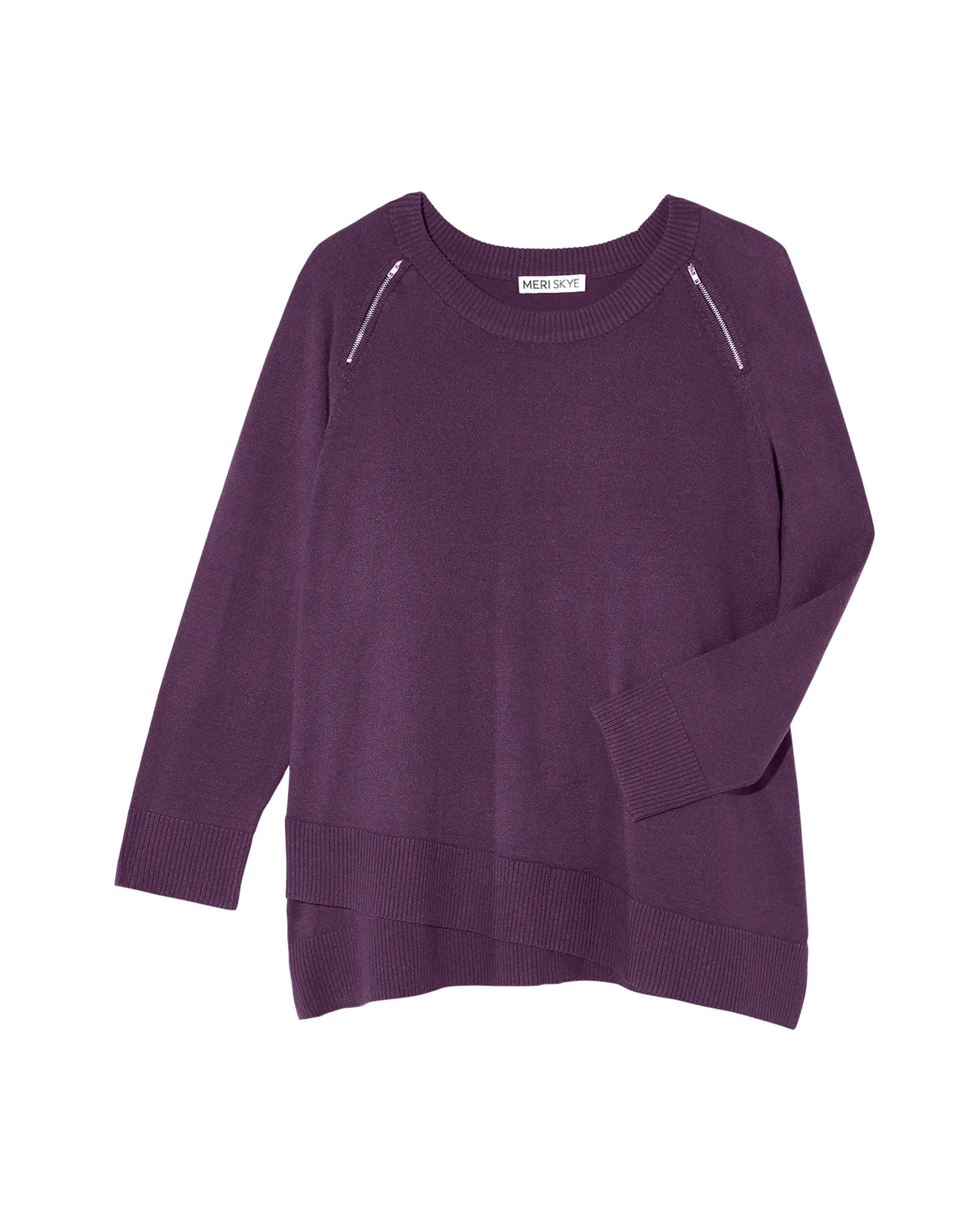 Iclyn Criss Cross Hem Zipper Sweater | Purple