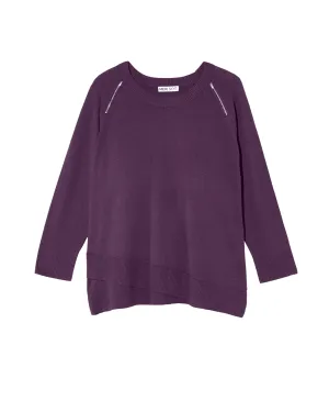 Iclyn Criss Cross Hem Zipper Sweater | Purple