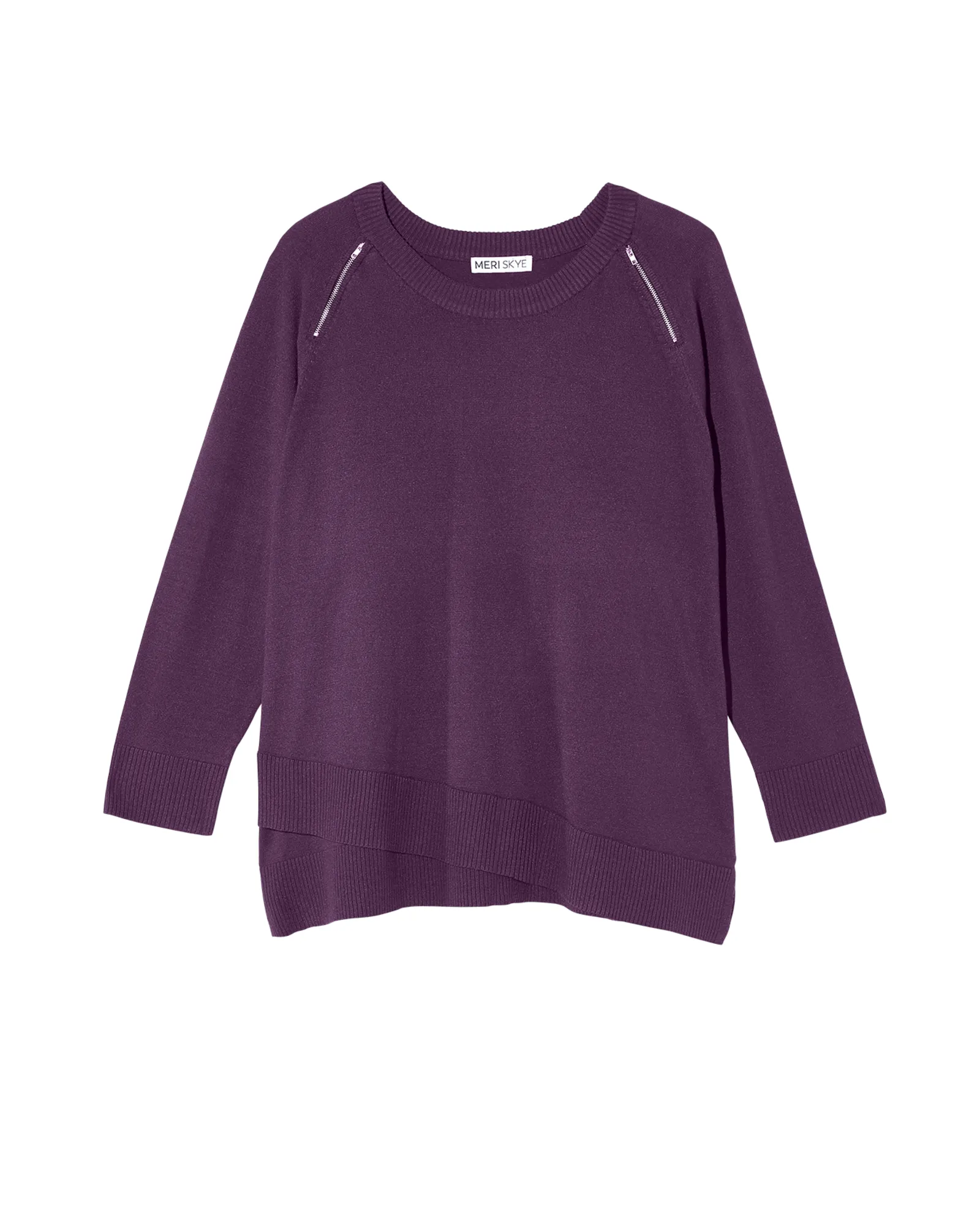Iclyn Criss Cross Hem Zipper Sweater | Purple