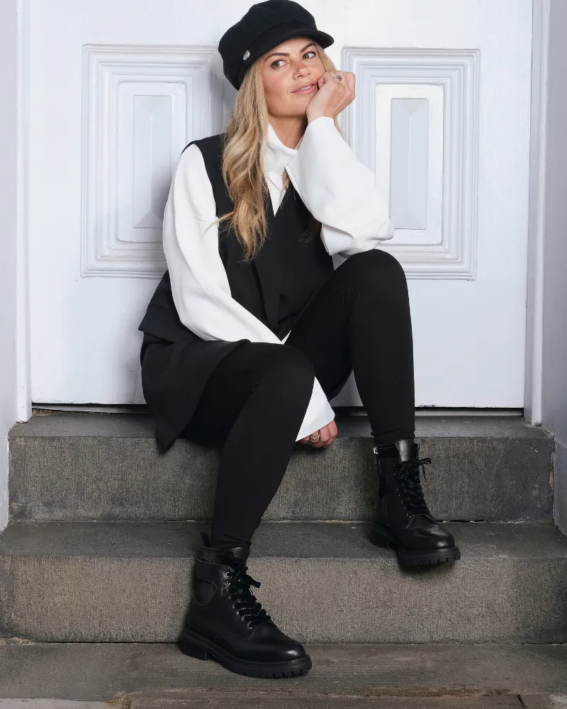 Jess Dempsey x Walnut Melbourne Olivia Leather Boot - Black