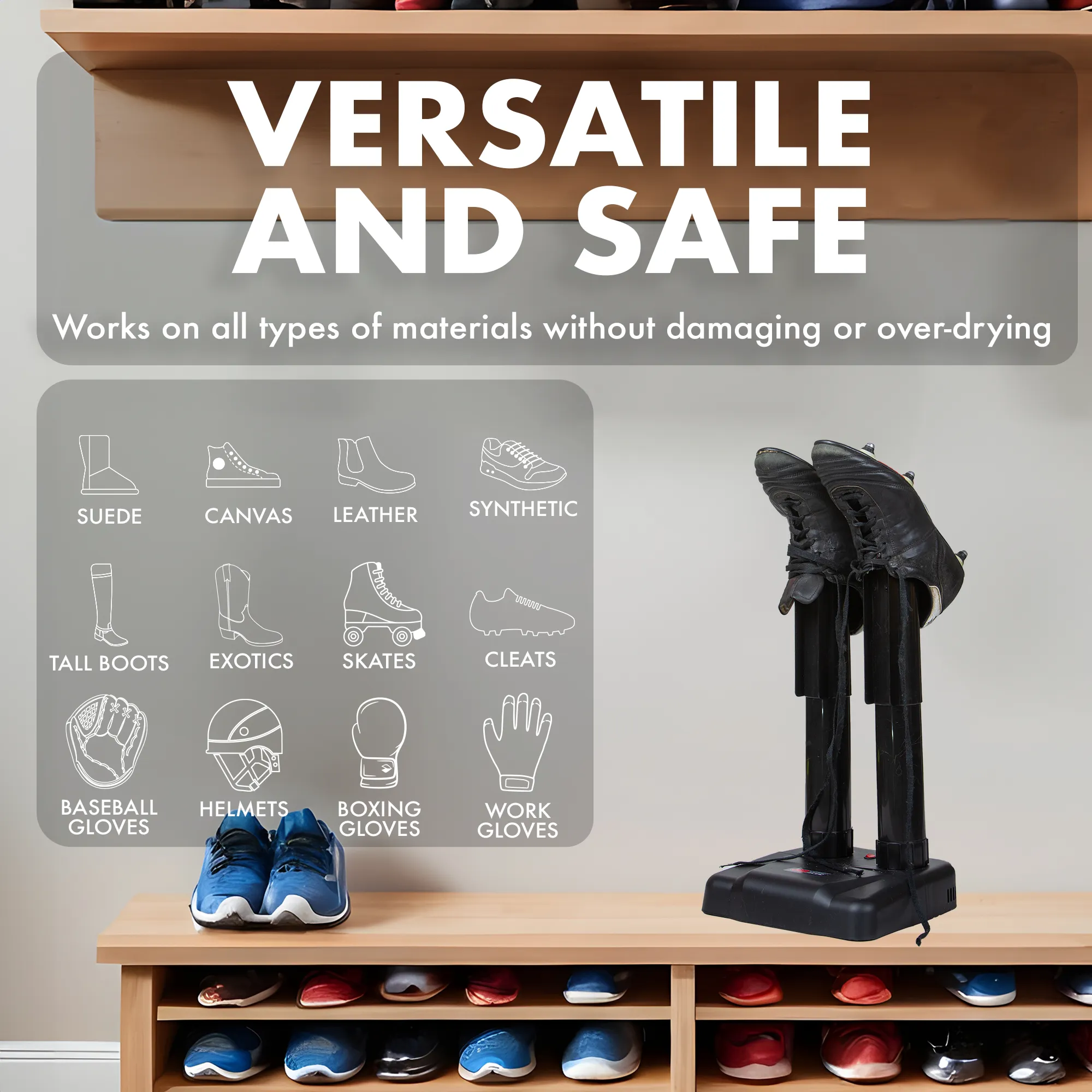 JobSite Boot Dryer - Silent Shoe Dryer & Warmer For Work Boots, Gloves & Shoes - Fanless Convection Dry - Helps Reduce Odor