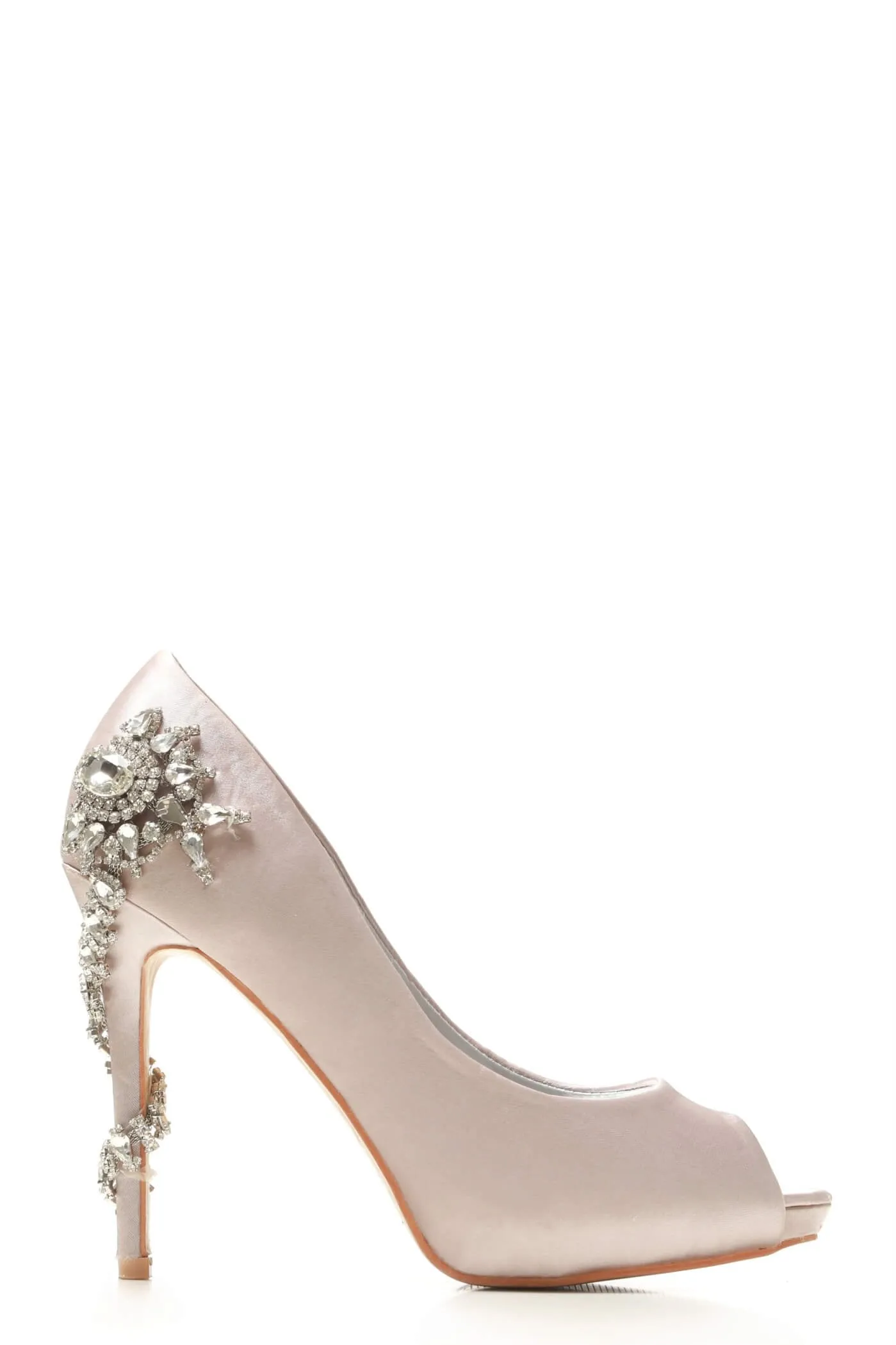 June pearl & diamante heel peep-toe sandal