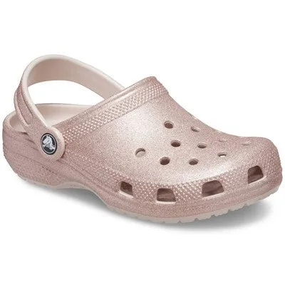 Kids' Classic Glitter Clog - Sparkly Lightweight Slip-On Shoes with Pivoting Heel Strap, Croslite Foam for Comfort, Flexible & Durable