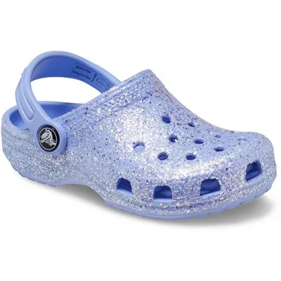 Kids' Classic Glitter Clog - Sparkly Lightweight Slip-On Shoes with Pivoting Heel Strap, Croslite Foam for Comfort, Flexible & Durable