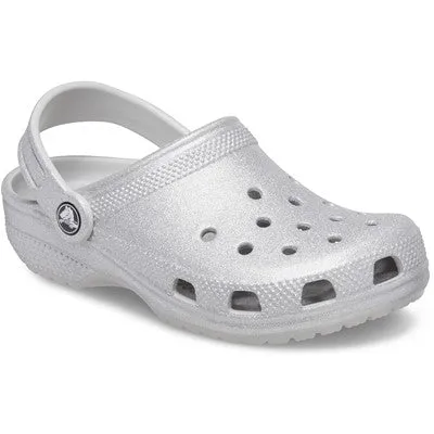 Kids' Classic Glitter Clog - Sparkly Lightweight Slip-On Shoes with Pivoting Heel Strap, Croslite Foam for Comfort, Flexible & Durable