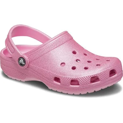 Kids' Classic Glitter Clog - Sparkly Lightweight Slip-On Shoes with Pivoting Heel Strap, Croslite Foam for Comfort, Flexible & Durable