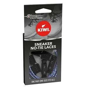 Kiwi Sneaker No-Tie Shoe Laces, Blue-White, One Pair, One Size Fits All