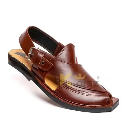 Leather Norozi chappal single sole Maroon