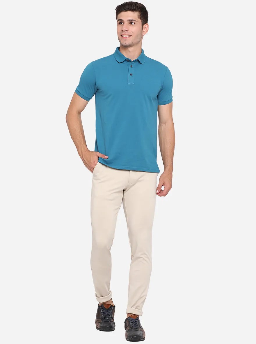 Light Fawn Solid Slim Fit Club Wear Trouser | JB Studio