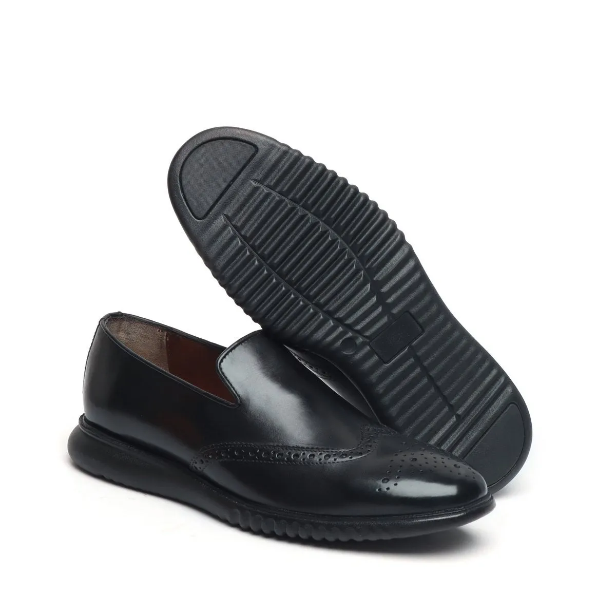 Light Weight Loafer in Black Leather