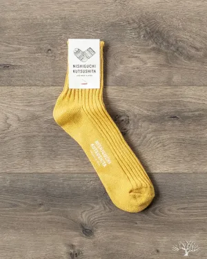 Linen Ribbed Sock - Yellow