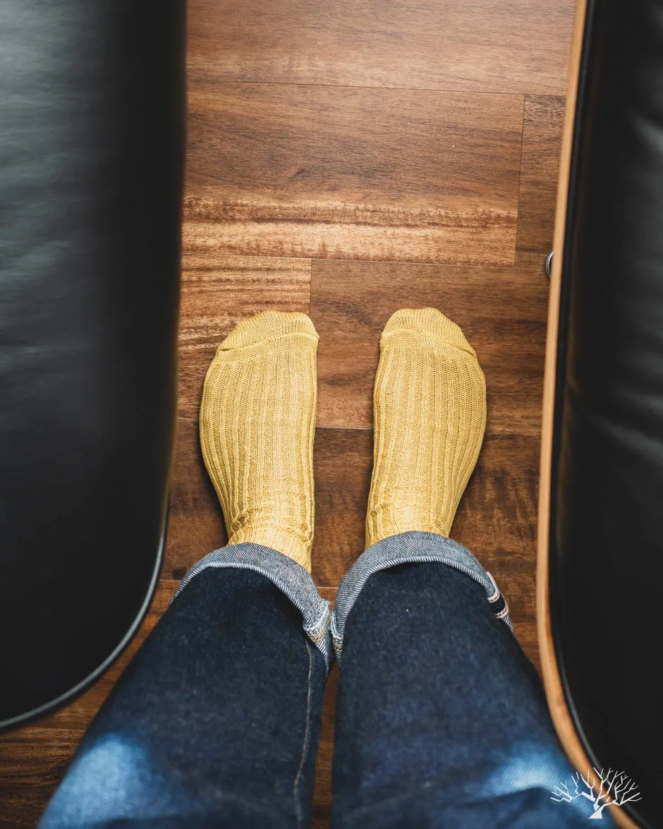 Linen Ribbed Sock - Yellow