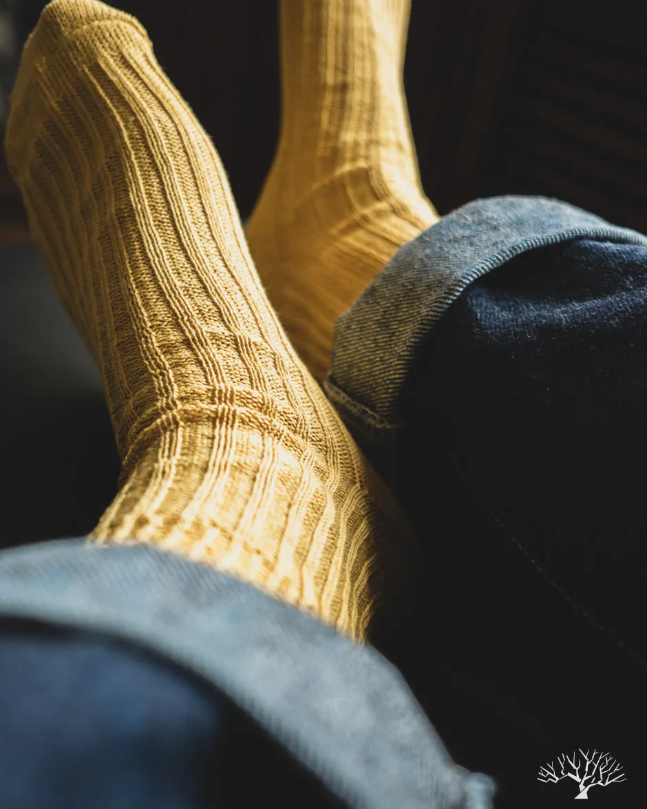 Linen Ribbed Sock - Yellow