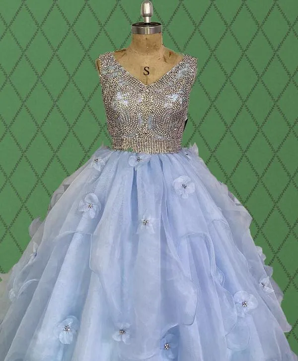 Little Girls Stunning Beaded Bodice Glitter Pageant Gown