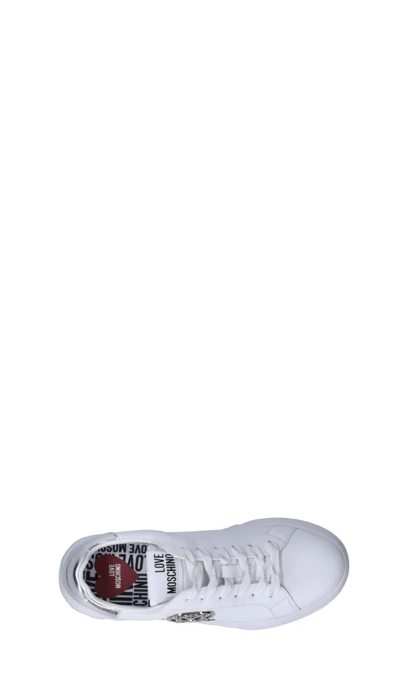 LOVE MOSCHINO Sneaker donna bianca/argento in pelle