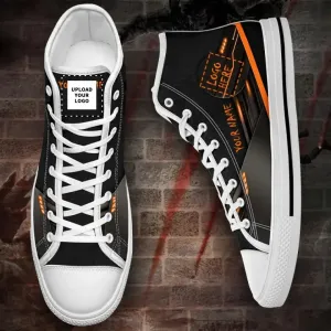 Memorable Employee Gifts, Business Gifts For Clients Custom High Cut, Personalized Sneakers Shoes, HC-B10100 White Black