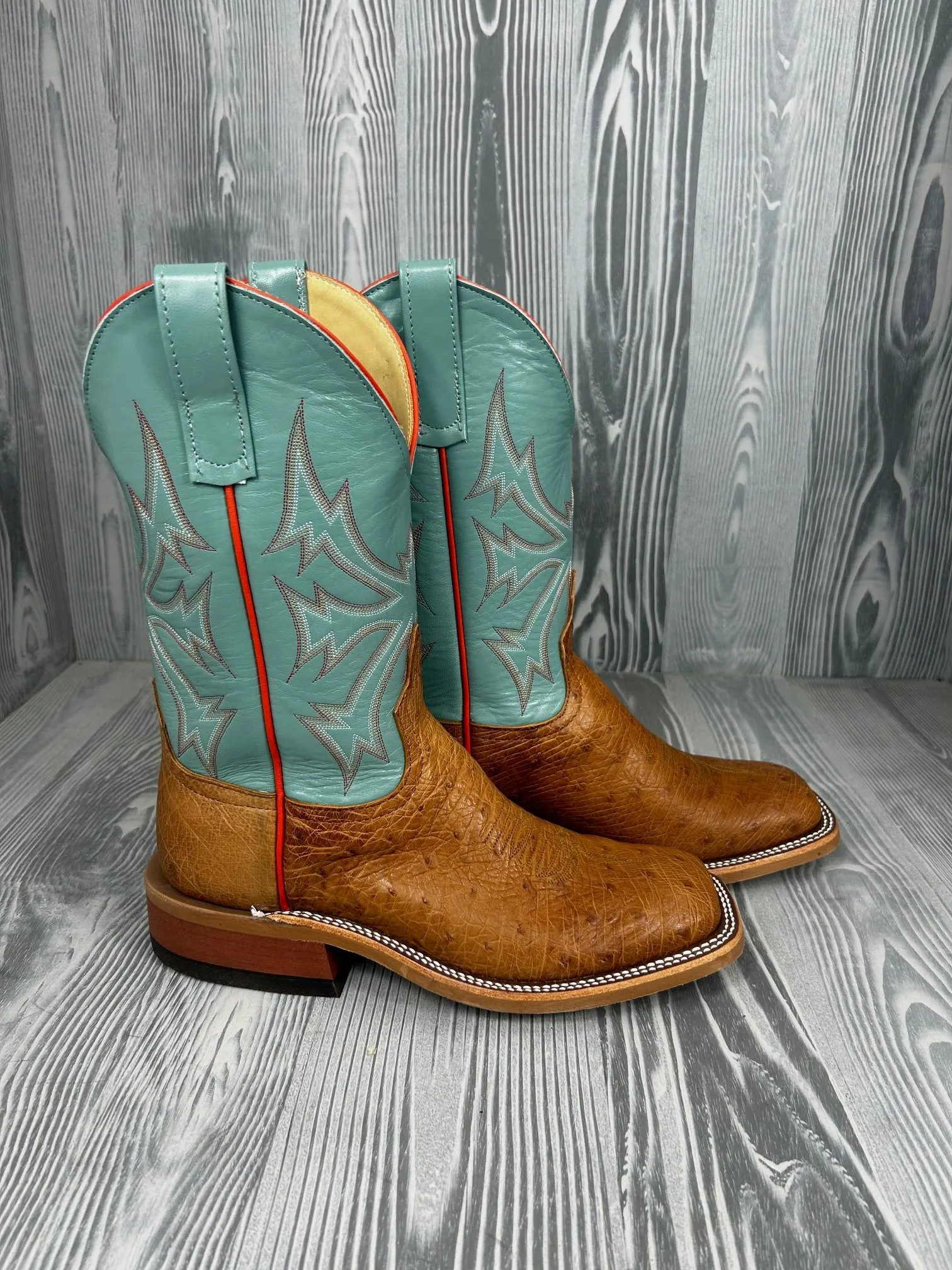 Men's Anderson Bean Brandy Bruciato Smooth Ostrich with 11" Emerald Kidskin Tops