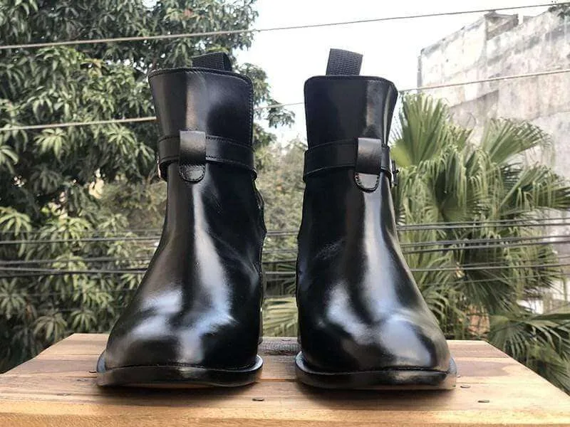 Men's Ankle High Black Jodhpurs Leather Boot