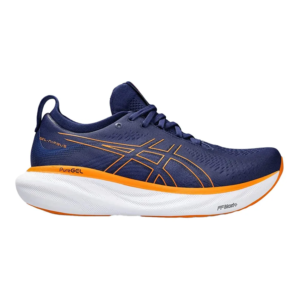 Men's Asics Gel-Nimbus 25, Deep Ocean/Bright Orange, 10 2E Wide