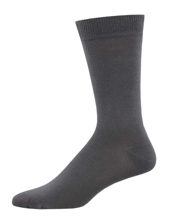 Men's Bamboo Solid Crew Sock -Charcoal -King Sized
