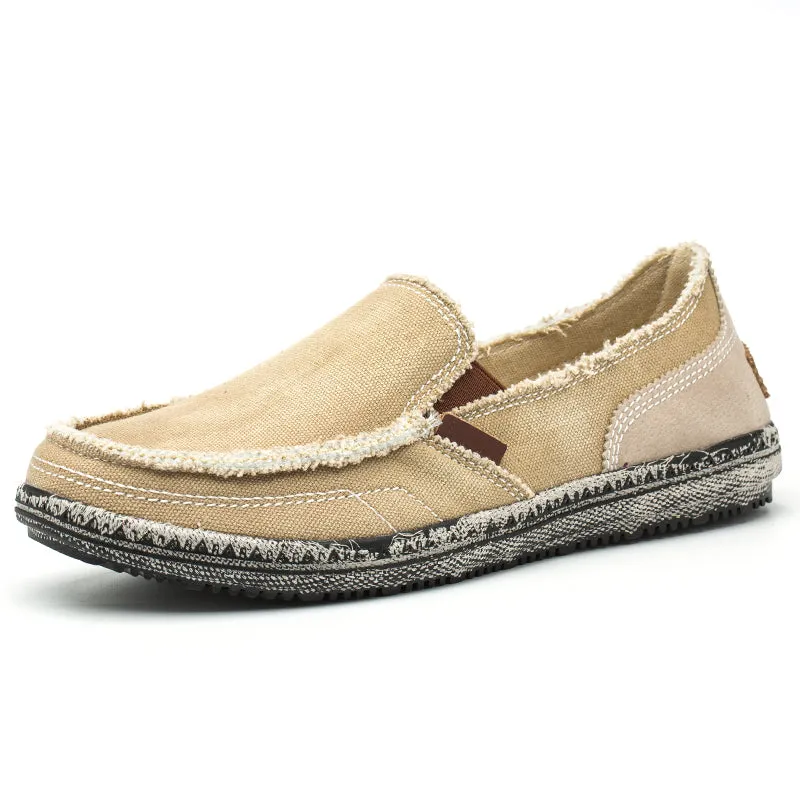 Men's Casual Cloth Shoes Canvas Slip on Loafers Leisure Vintage Flat Boat Shoes