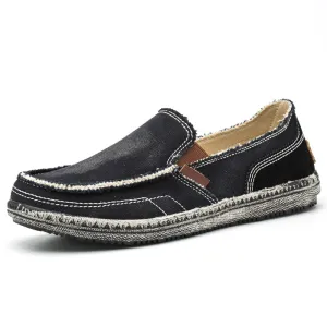 Men's Casual Cloth Shoes Canvas Slip on Loafers Leisure Vintage Flat Boat Shoes