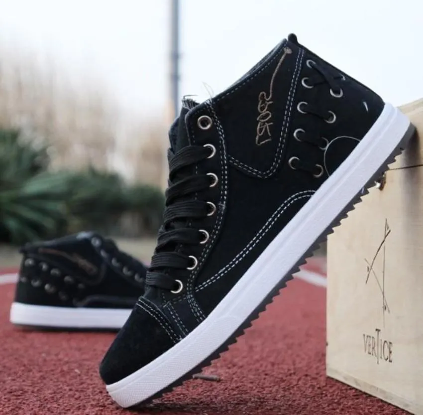 Mens Casual Lace Up Denim Sneakers