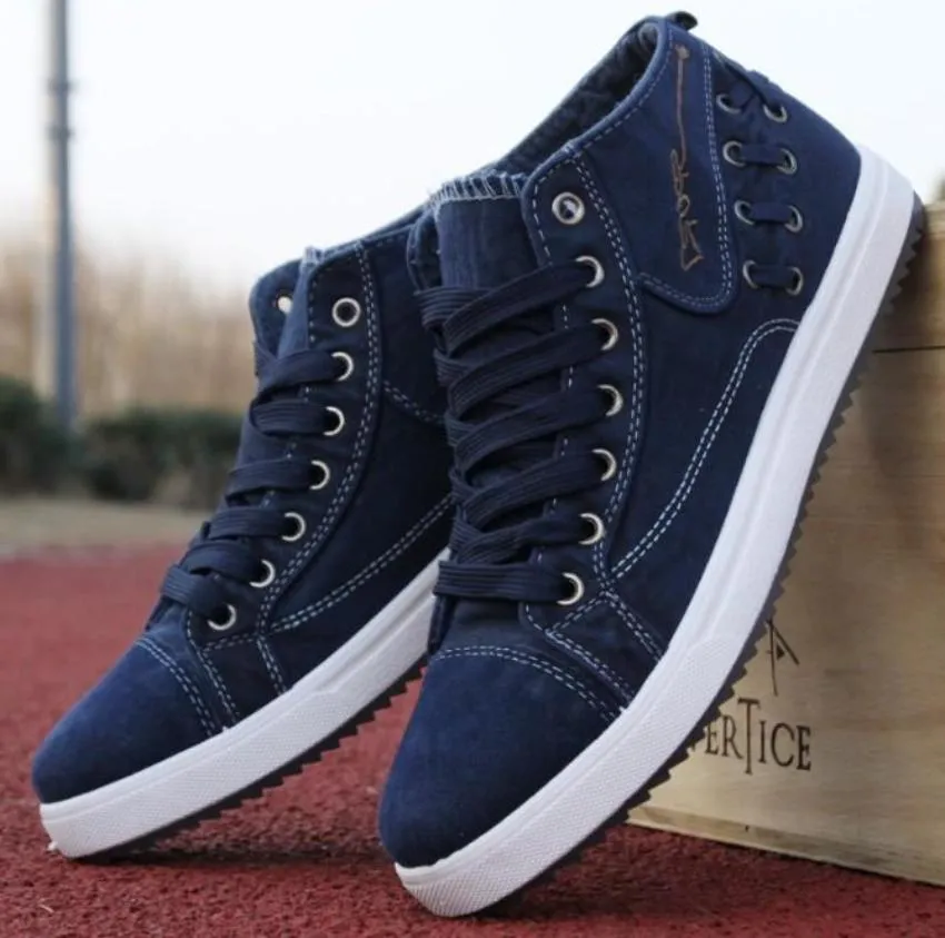 Mens Casual Lace Up Denim Sneakers