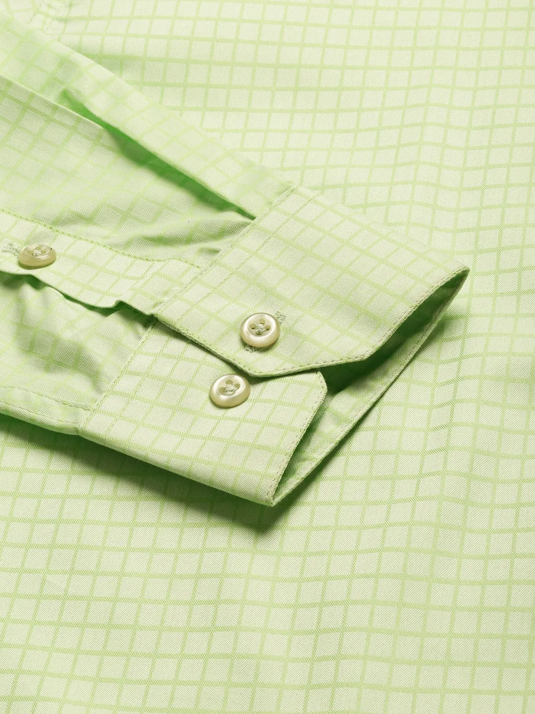 Mens Cotton Green Checked Formal Shirt - Sojanya