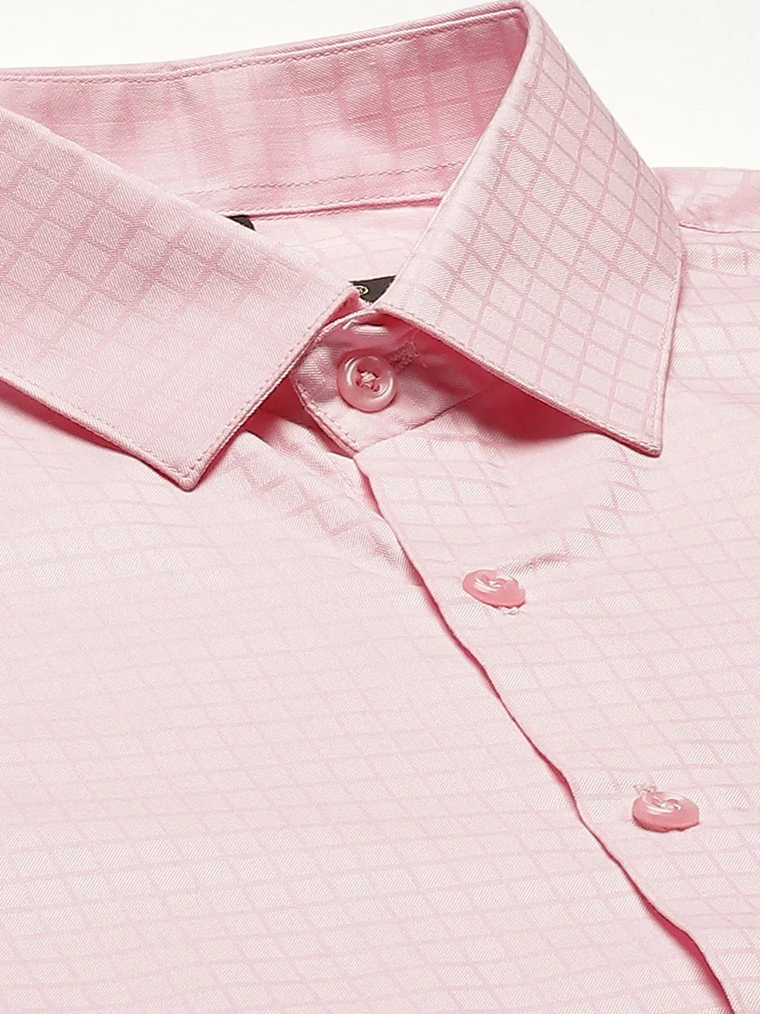 Mens Cotton Pink Checked Formal Shirt - Sojanya