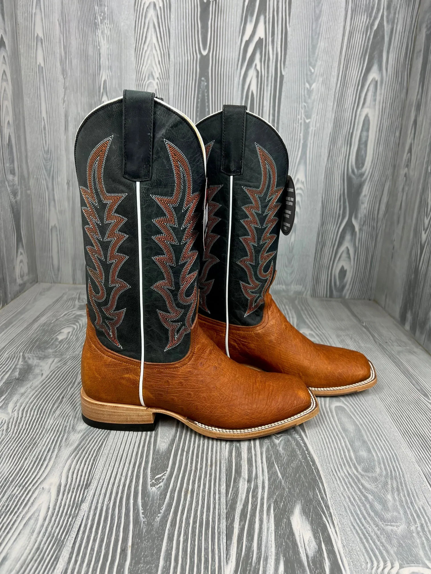 Men's Horse Power Cognac Soft OPU Smooth Ostrich with 13" Blue Goat Tops - HP-8066