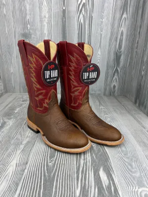 Men's Horse Power Top Hand Kango Tabac OPU Smooth Ostrich with 11" Weatherford Red Goat Tops - HP-6014