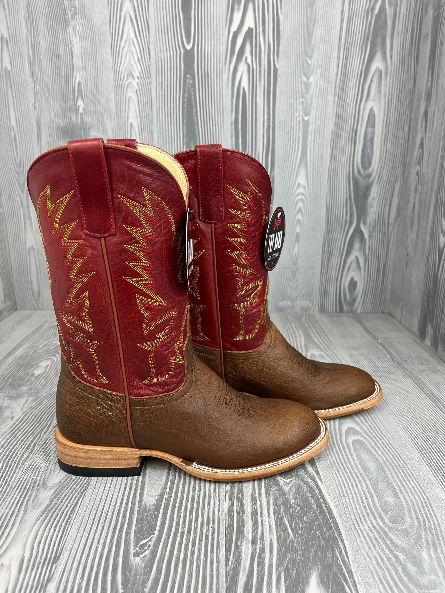 Men's Horse Power Top Hand Kango Tabac OPU Smooth Ostrich with 11" Weatherford Red Goat Tops - HP-6014