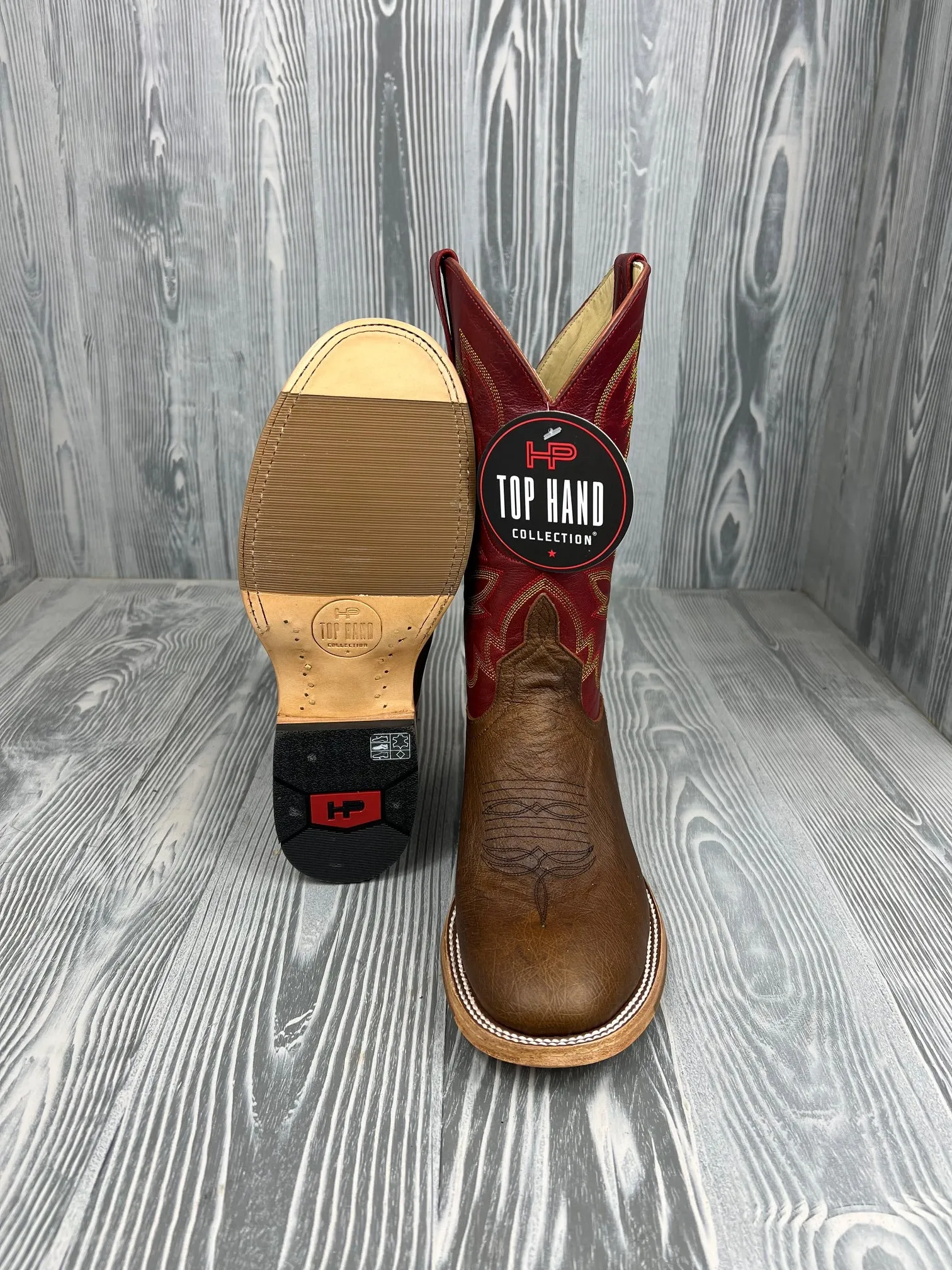 Men's Horse Power Top Hand Kango Tabac OPU Smooth Ostrich with 11" Weatherford Red Goat Tops - HP-6014