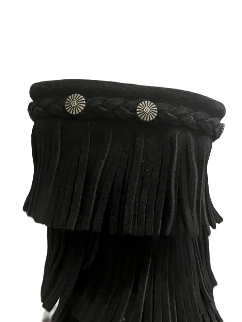 MINNETONKA 3 LAYER FRINGE BLACK BOOT (SZ 2)