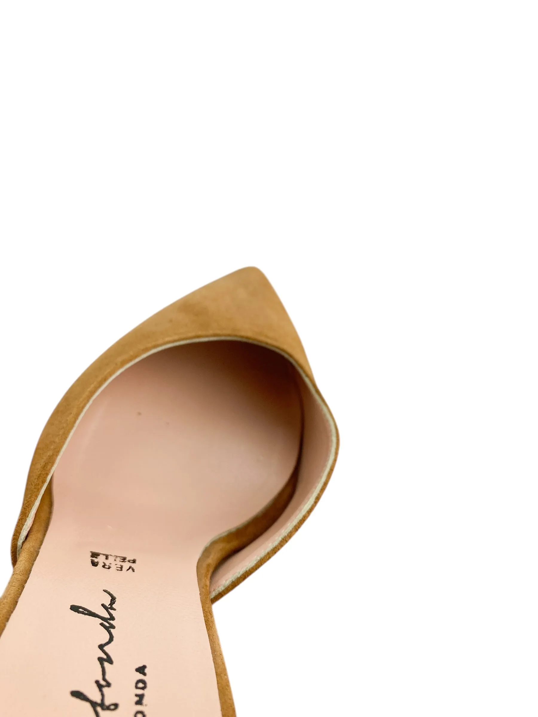 Mitarotonda from Italy Women's Suede d'Orsay Pumps Camel Size 40 (EU) 9 (US)
