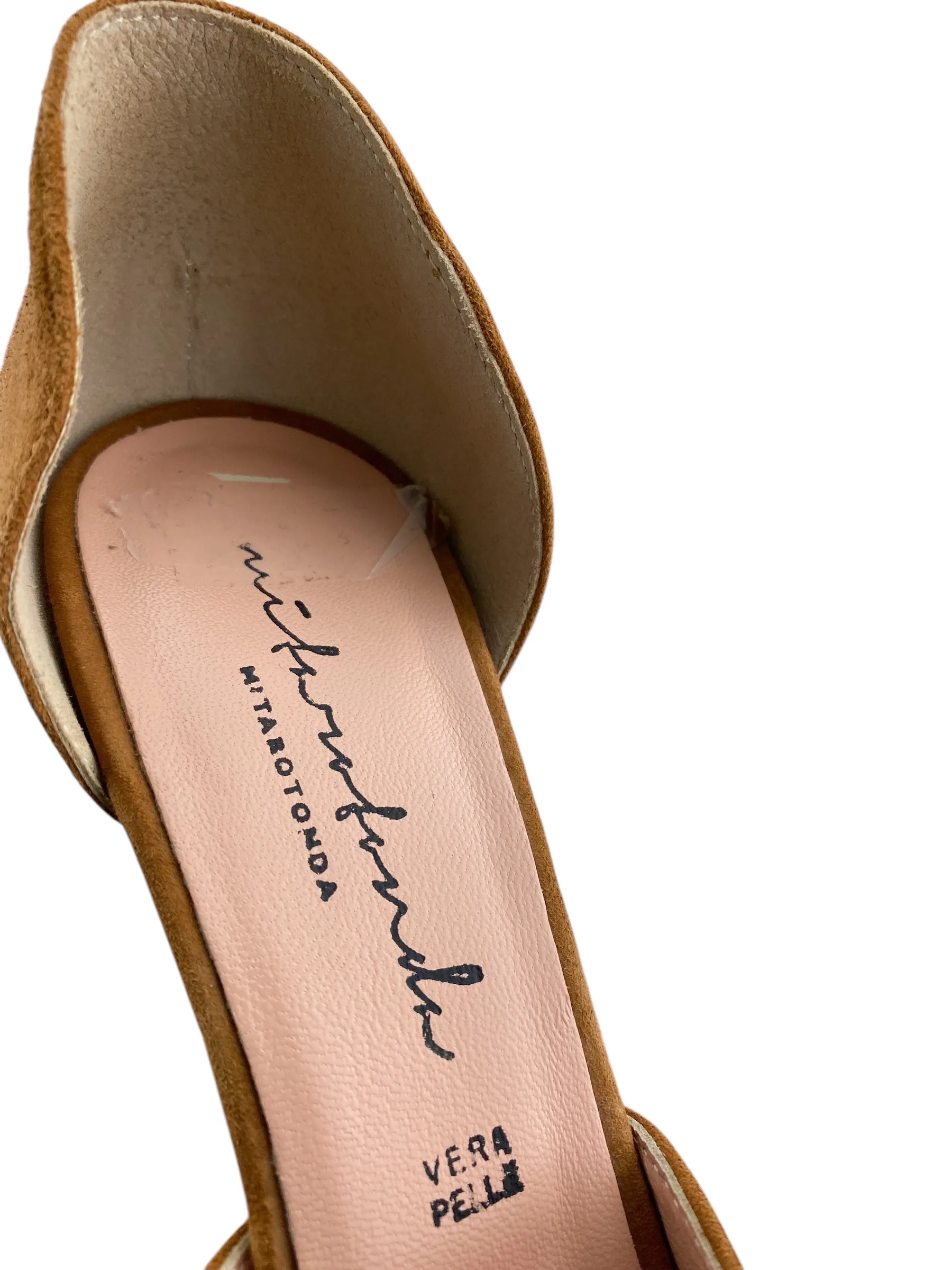 Mitarotonda from Italy Women's Suede d'Orsay Pumps Camel Size 40 (EU) 9 (US)