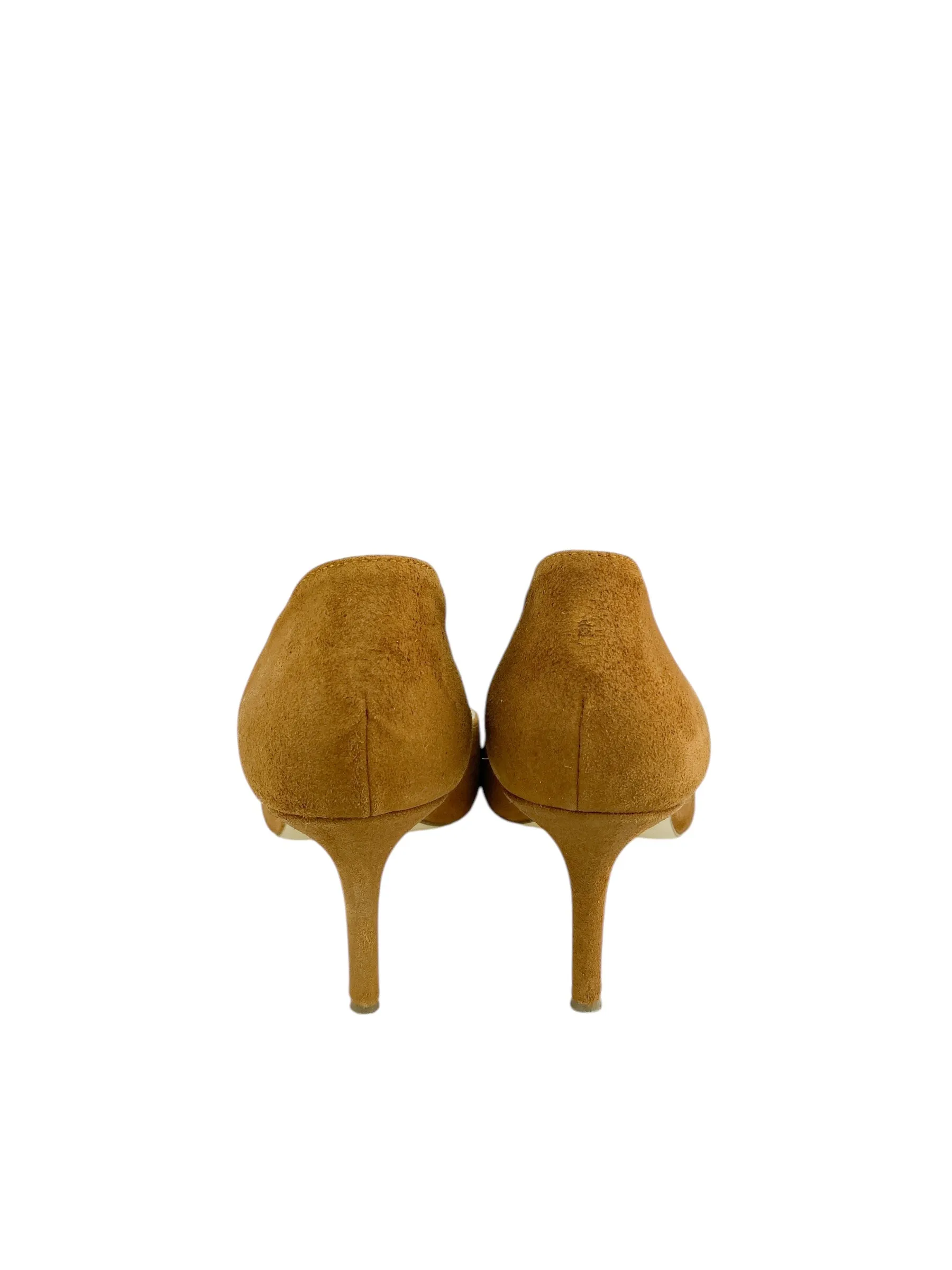 Mitarotonda from Italy Women's Suede d'Orsay Pumps Camel Size 40 (EU) 9 (US)