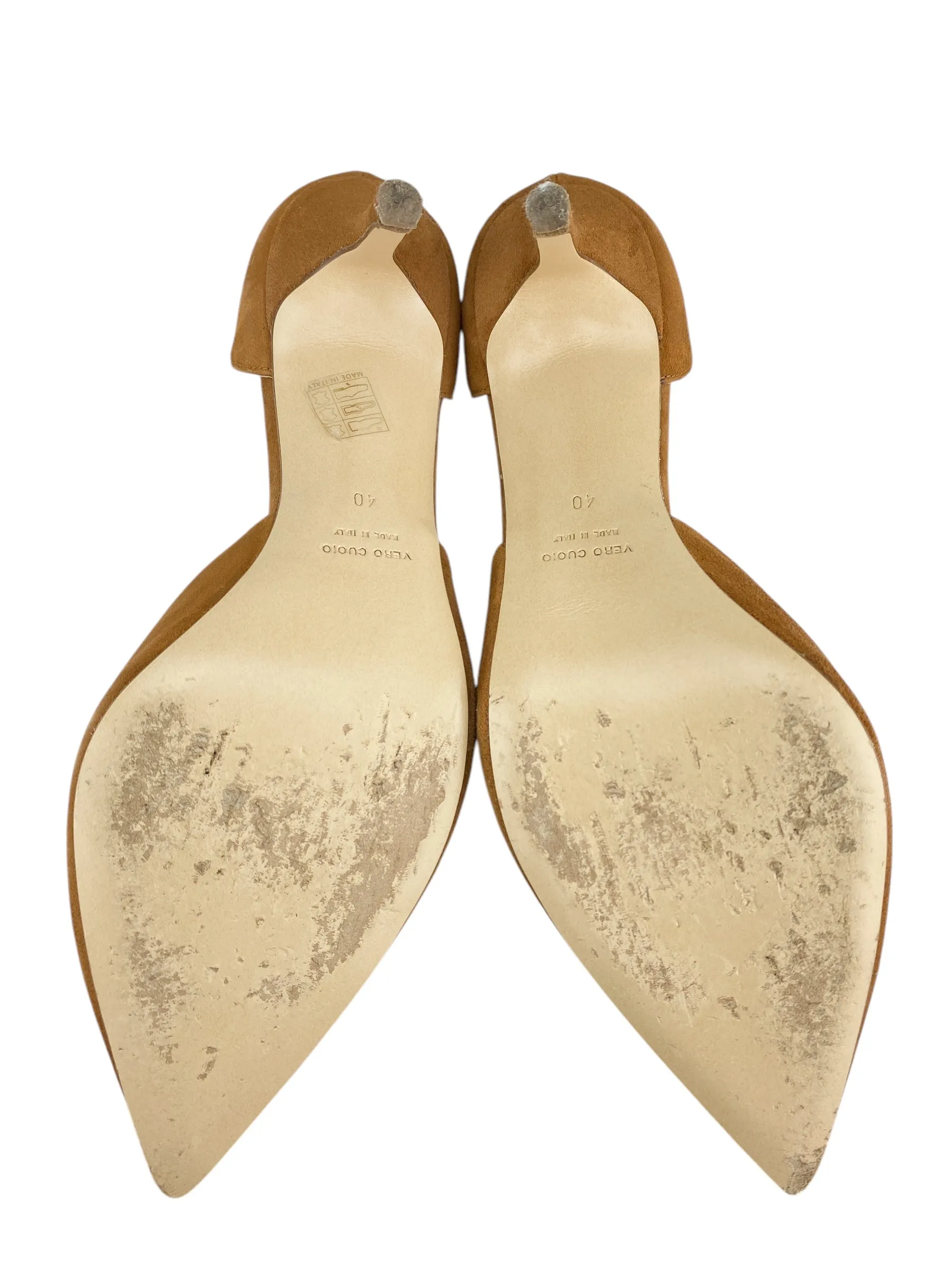 Mitarotonda from Italy Women's Suede d'Orsay Pumps Camel Size 40 (EU) 9 (US)