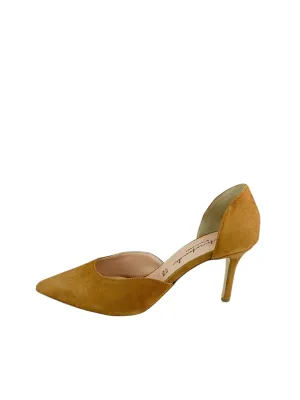 Mitarotonda from Italy Women's Suede d'Orsay Pumps Camel Size 40 (EU) 9 (US)