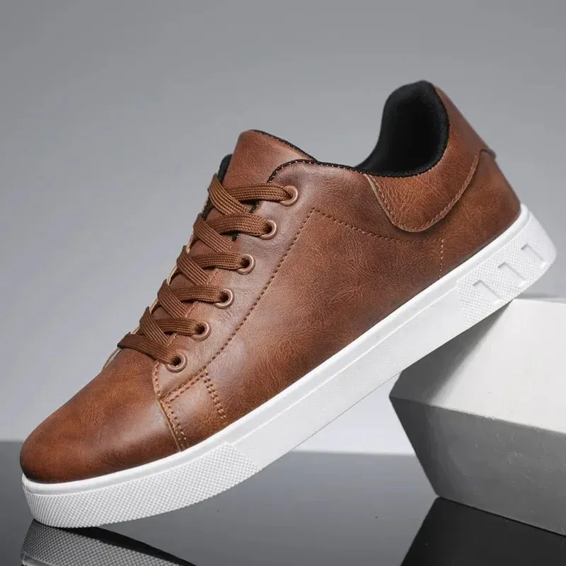 Modern Men's PU Leather Skate Shoes: Durable Design, Breathable Comfort, Enhanced Traction