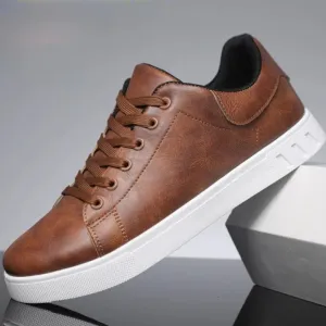 Modern Men's PU Leather Skate Shoes: Durable Design, Breathable Comfort, Enhanced Traction
