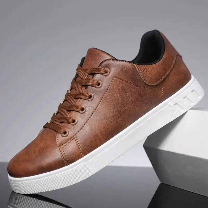 Modern Men's PU Leather Skate Shoes: Durable Design, Breathable Comfort, Enhanced Traction