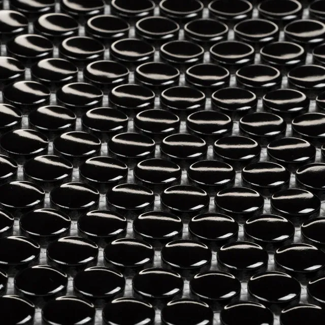 Mooloolaba Gloss Black Porcelain Penny Round Mosaic Tile 20x20mm