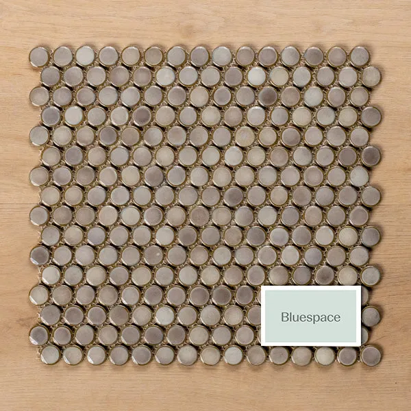 Mooloolaba Gloss Tea Porcelain Penny Round Mosaic Tile 20x20mm