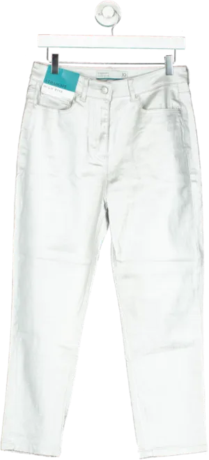Next Silver High Rise Straight Jeans UK 10 R